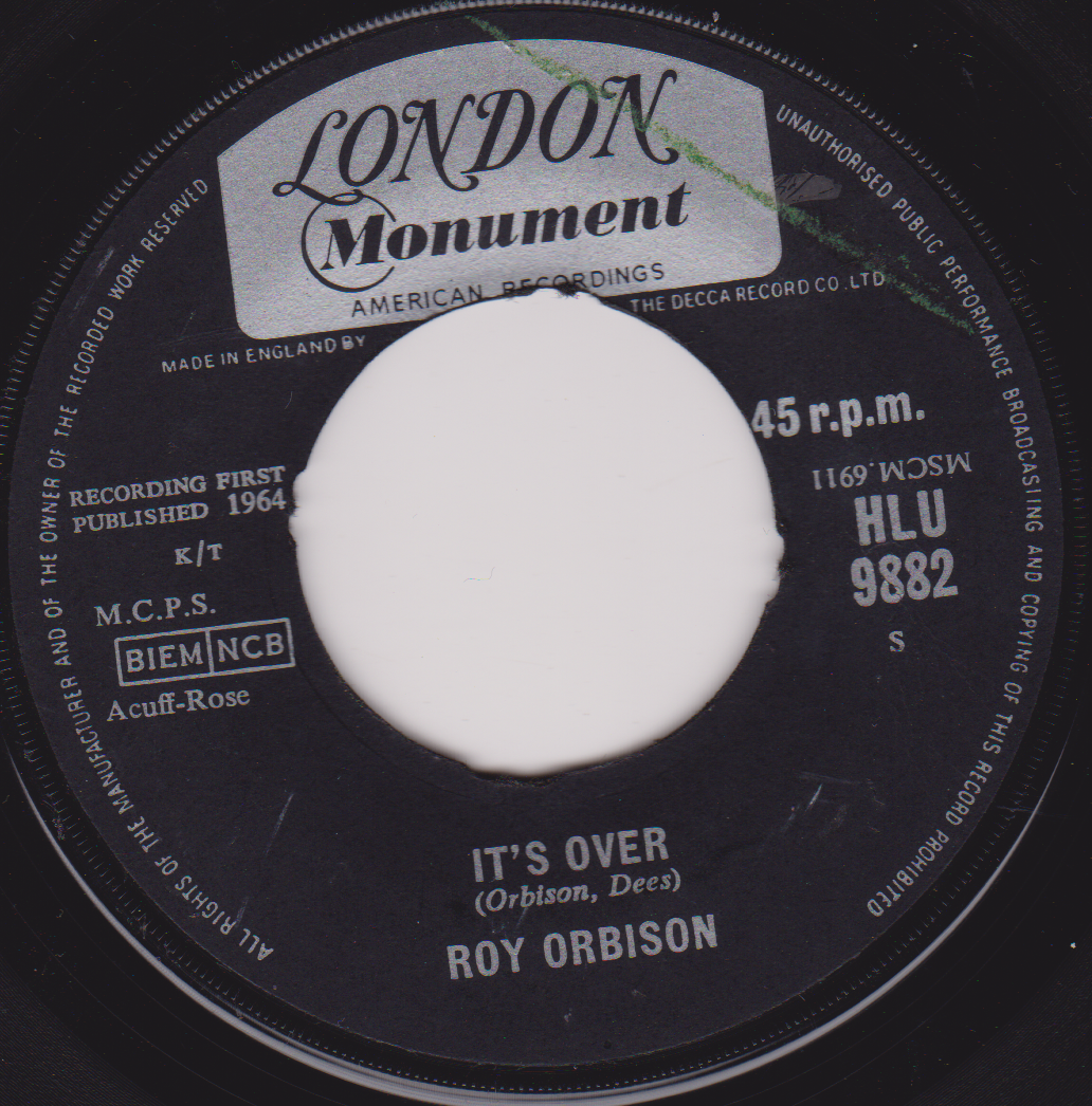 Roy Orbison - It's Over (London 1964) 7" vinyl single VG/- jukebox centre