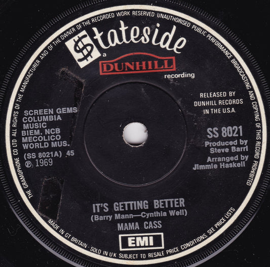 Mama Cass ‎– It's Getting Better (Stateside 1969) 7" vinyl single G/-