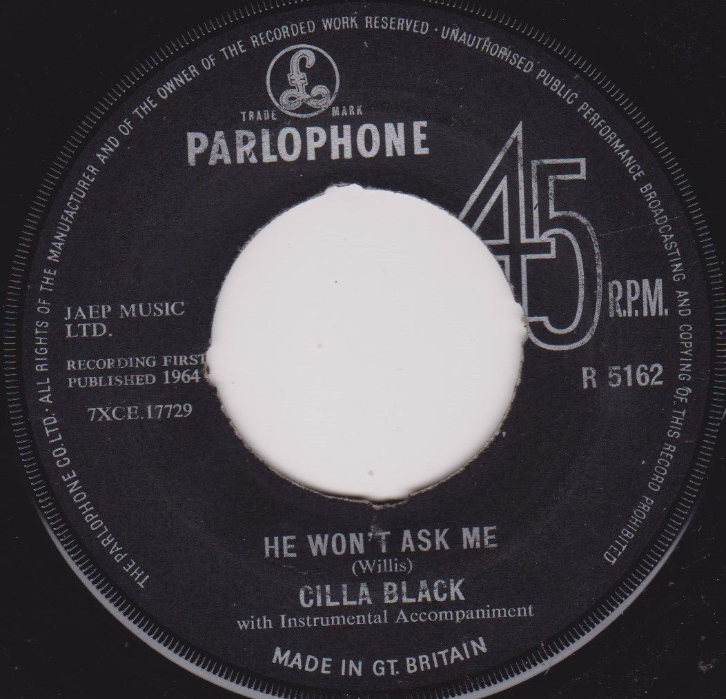 Cilla Black - It's For You (Parlophone 1964) 7" vinyl single VG/- jukebox