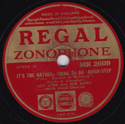 Joe Loss & His Orchestra ‎– It's The Natural Thing To Do 10" shellac VG/-