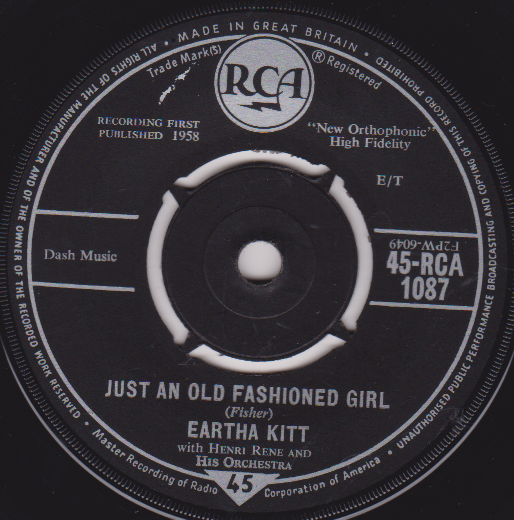 Record label for 'Just An Old Fashioned Girl' by Eartha Kitt with RCA branding.