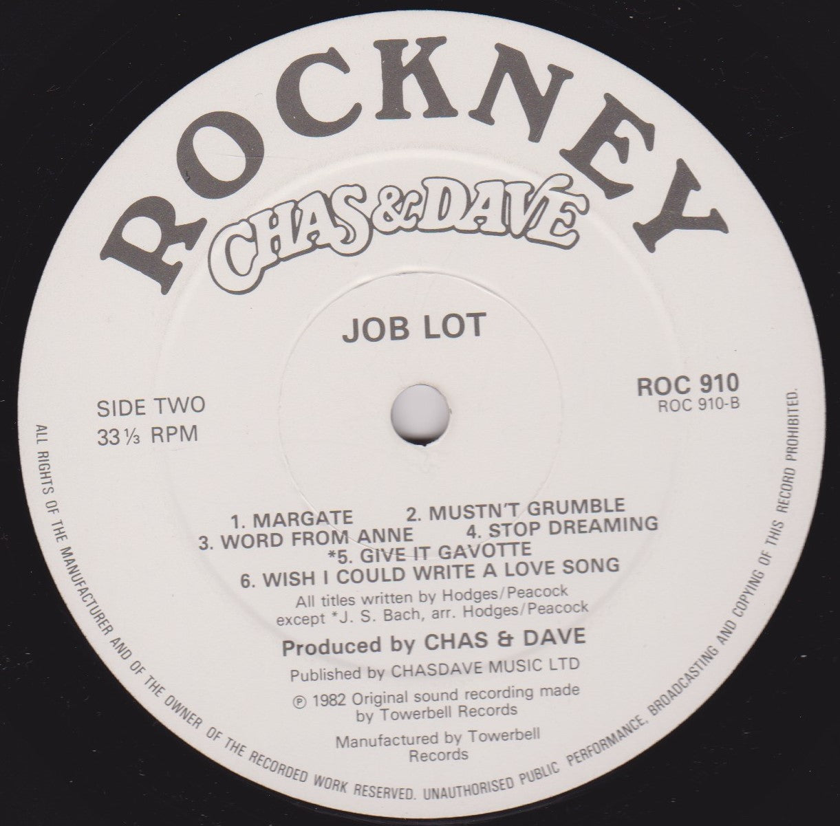 Chas & Dave ‎– Job Lot (Rockney 1982) 12" vinyl LP VG/VG