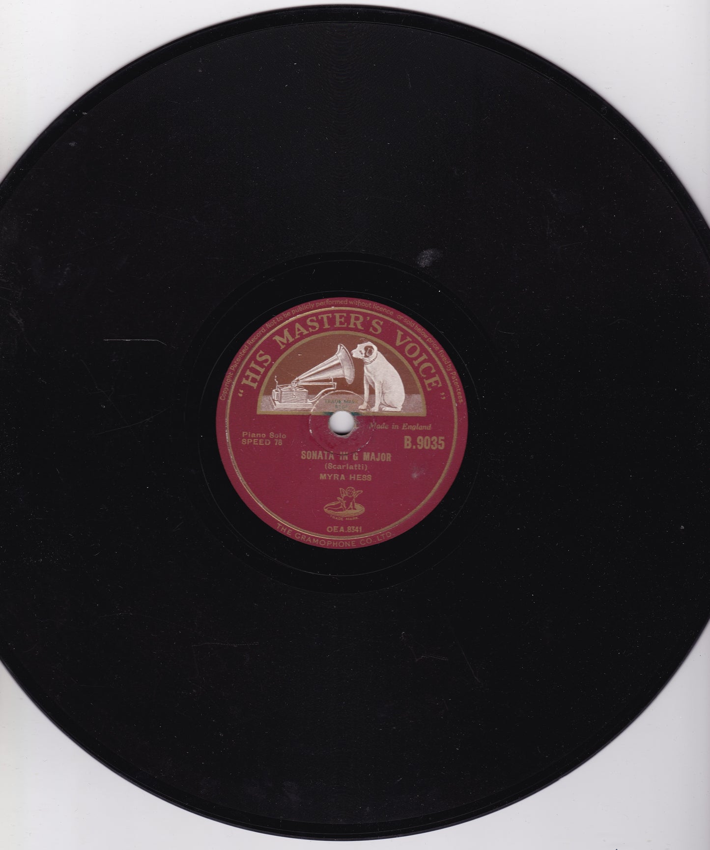 Myra Hess ‎– Jesu, Joy Of Man's Desiring (HMV) 10" shellac VG/-