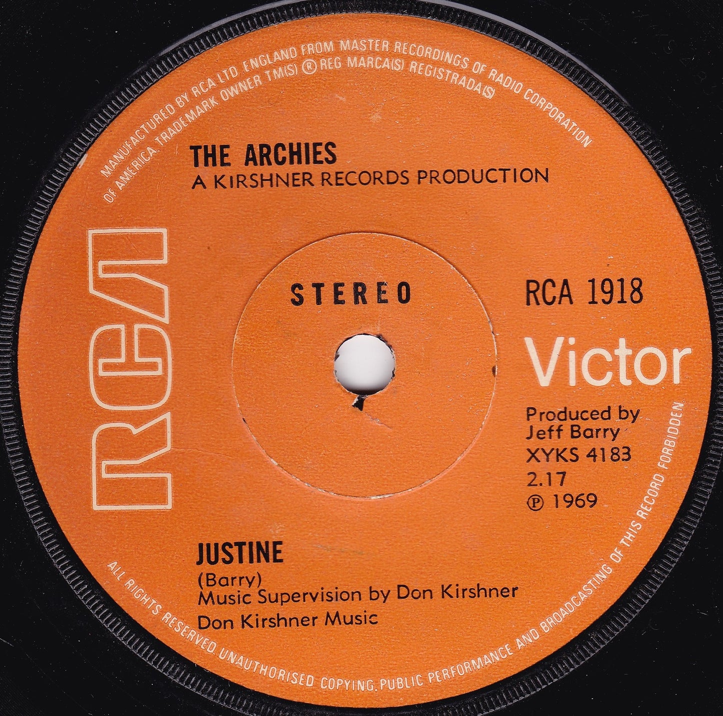 The Archies - Jingle Jangle (RCA 1969) 7" vinyl single G+/-