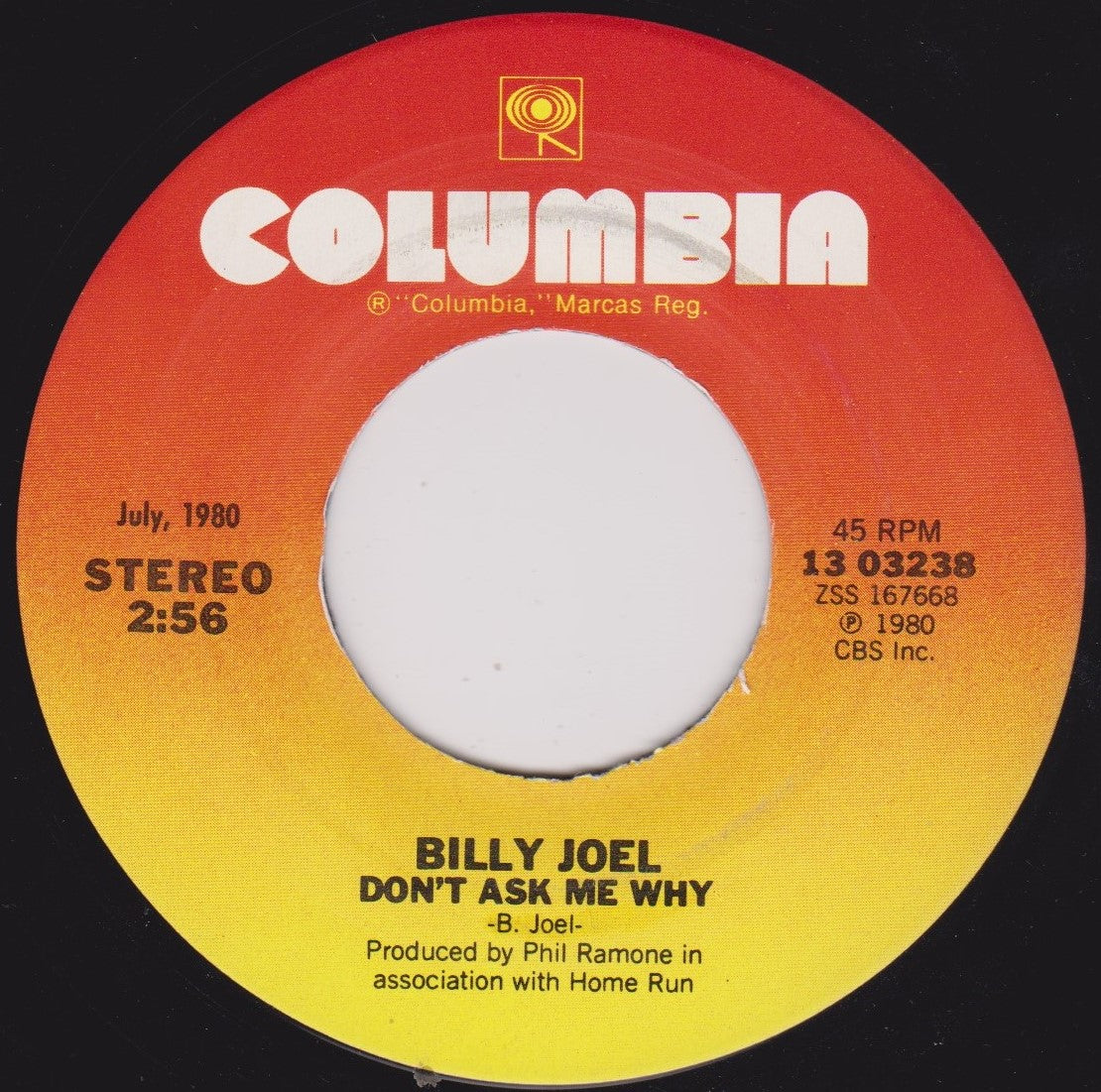 Billy Joel – It's Still Rock And Roll To Me / Don't Ask Me Why 7" US vinyl VG/- jukebox centre