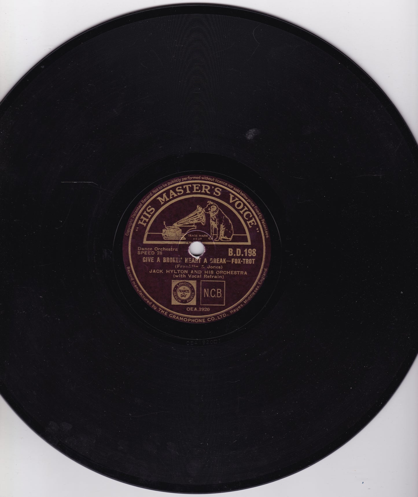 Jack Hylton - Jump On The Wagon (HMV 1935) 10" shellac VG/-