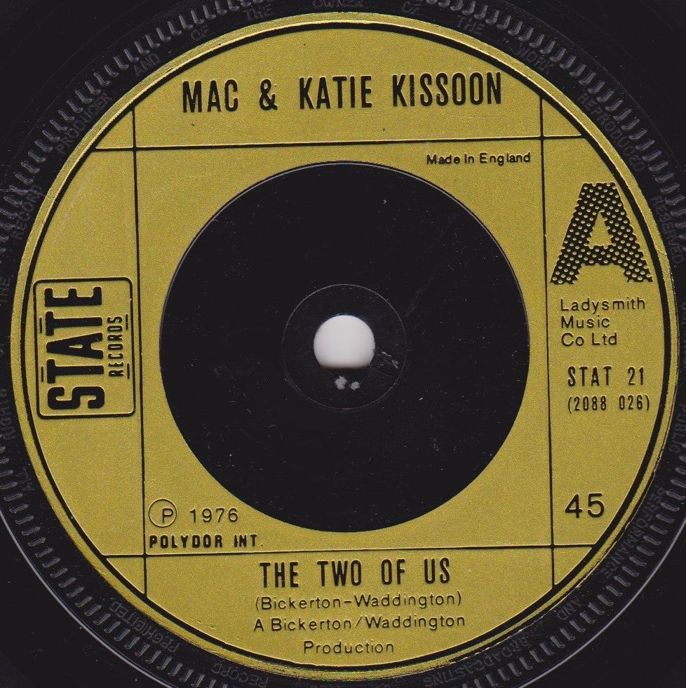 Mac And Katie Kissoon - The Two Of Us (State 1976) 7" vinyl single VG/VG