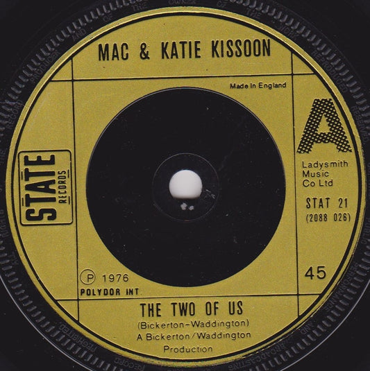 Mac And Katie Kissoon - The Two Of Us (State 1976) 7" vinyl single VG/VG