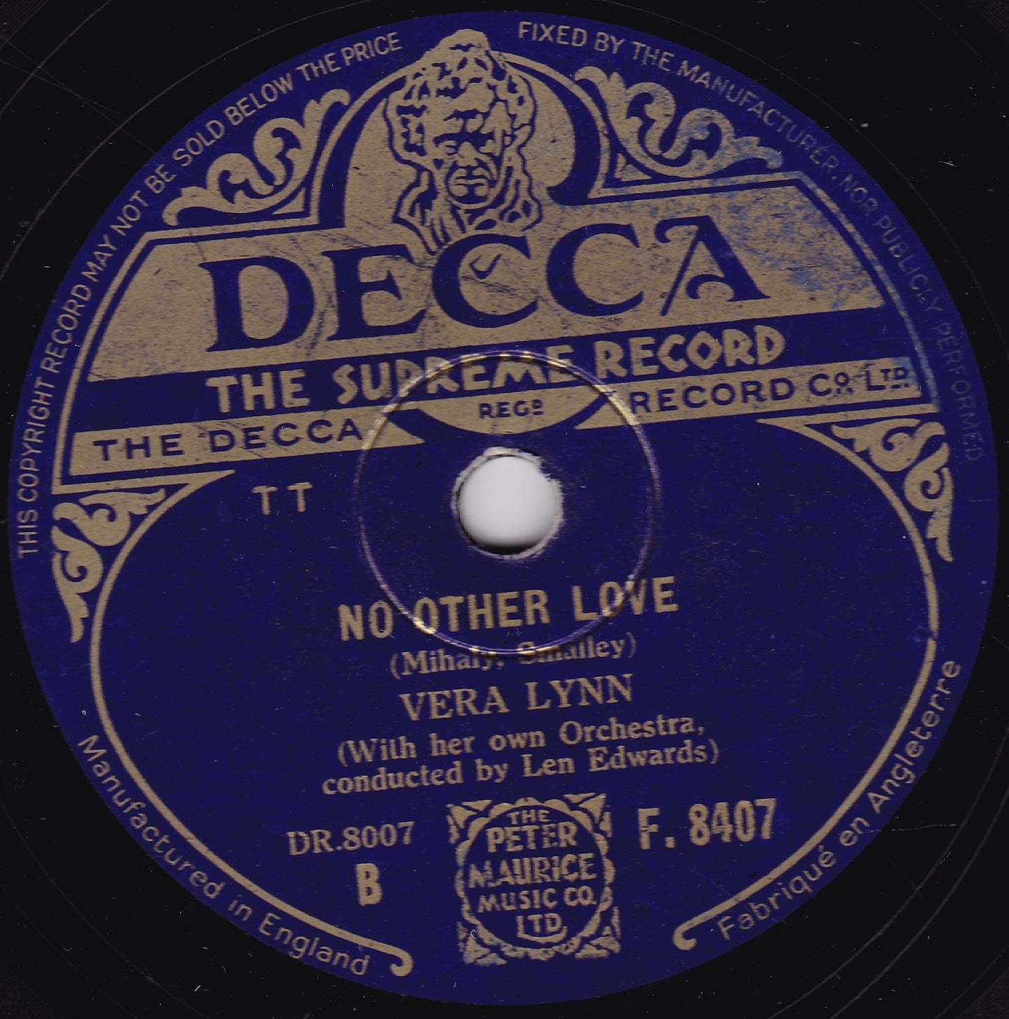 Vera Lynn – Kiss Me (Besame Mucho) / No Other Love (Decca 1944) 10" shellac VG