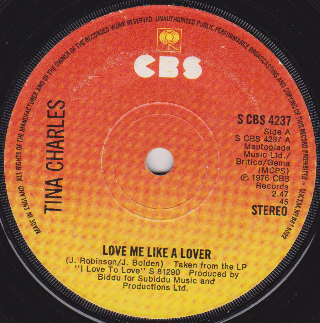 Tina Charles ‎– Love Me Like A Lover (CBS 1976) 7" vinyl single G/-