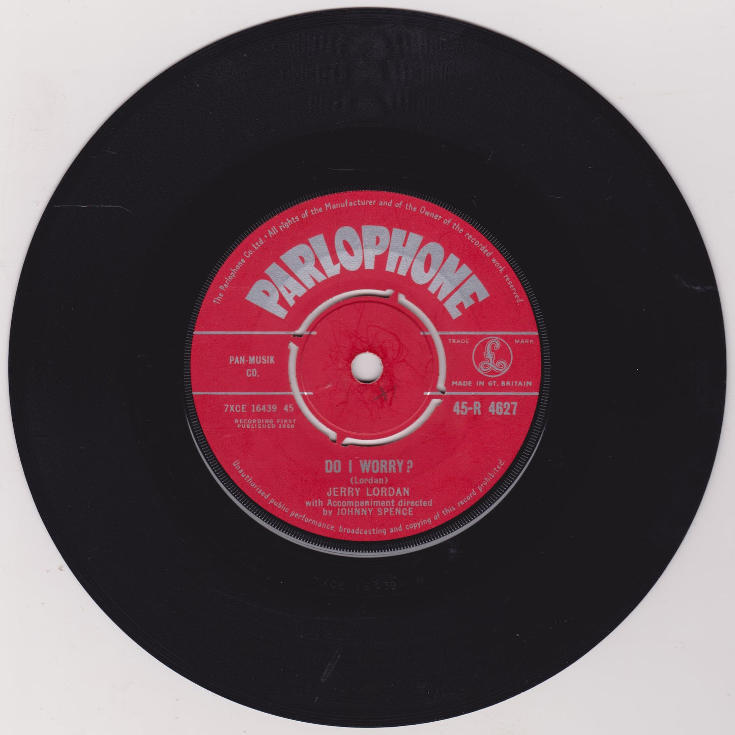 Jerry Lordan - Who Could Be Bluer? (Parlophone 1960) 7" vinyl single VG/-