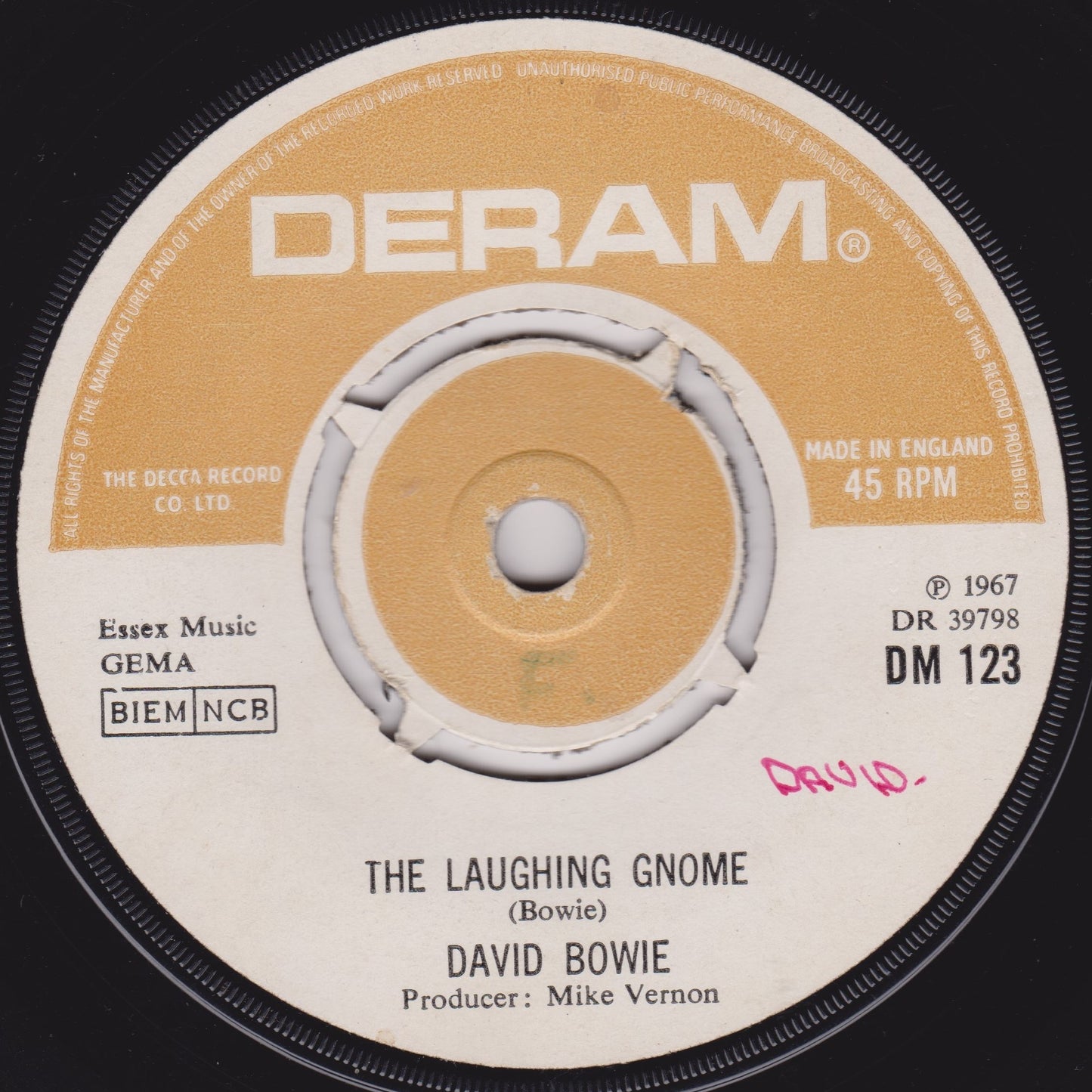 David Bowie ‎– The Laughing Gnome (Deram 1973) 7" vinyl single G+/-