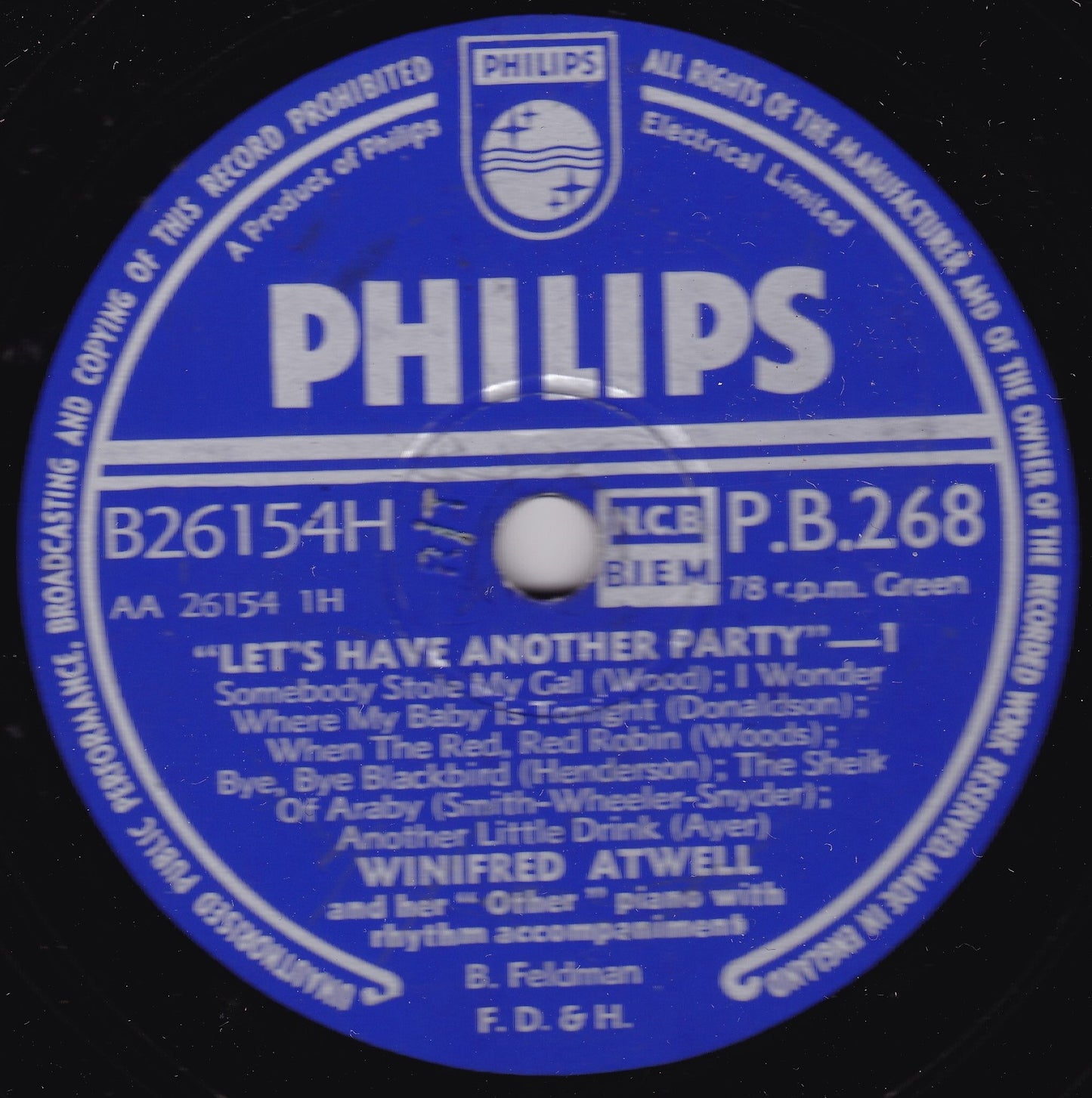 Winifred Atwell - Let's Have Another Party (Philips 1954) 10" shellac VG/-