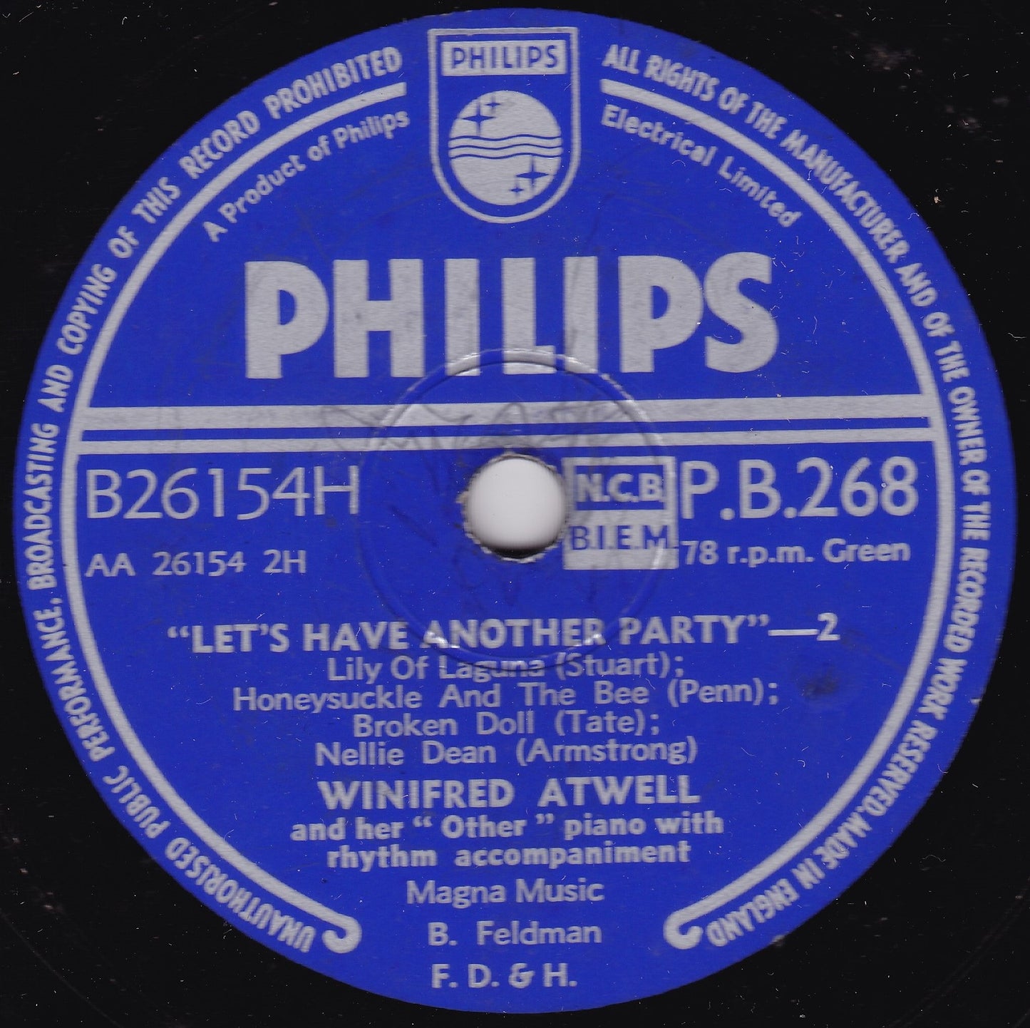 Winifred Atwell - Let's Have Another Party (Philips 1954) 10" shellac VG/-