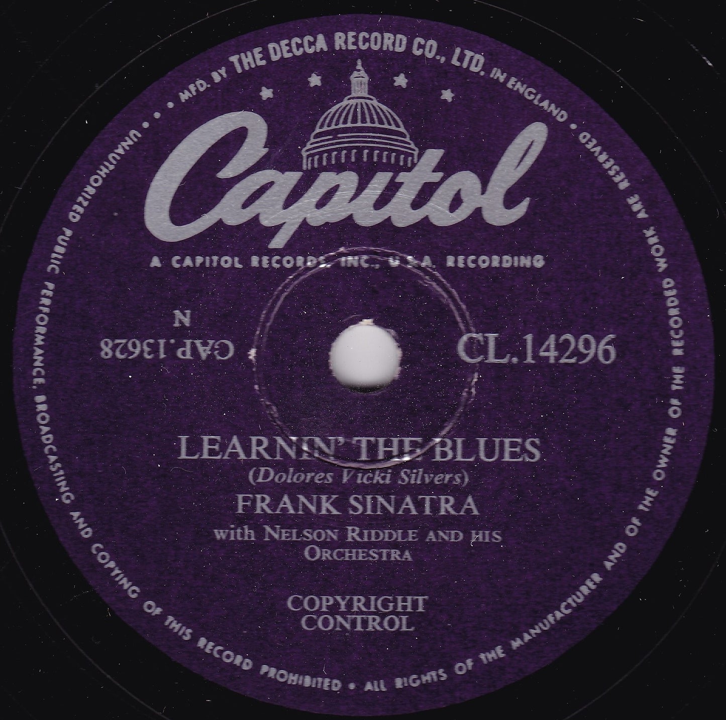 Frank Sinatra - Learnin' The Blues (Capitol 1955) 10" shellac VG/VG