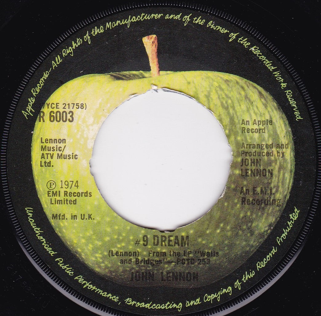 John Lennon ‎– #9 Dream (Apple 1975) 7" vinyl single G+/- jukebox centre