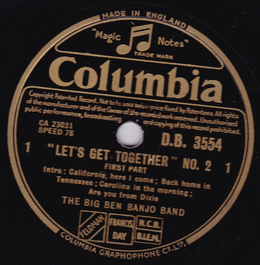 The Big Ben Banjo Band – Let's Get Together No.2 (1954) 10" shellac VG/-