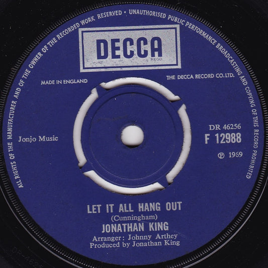 Jonathan King – Let It All Hang Out (Decca 1969) 7" vinyl single G+/-