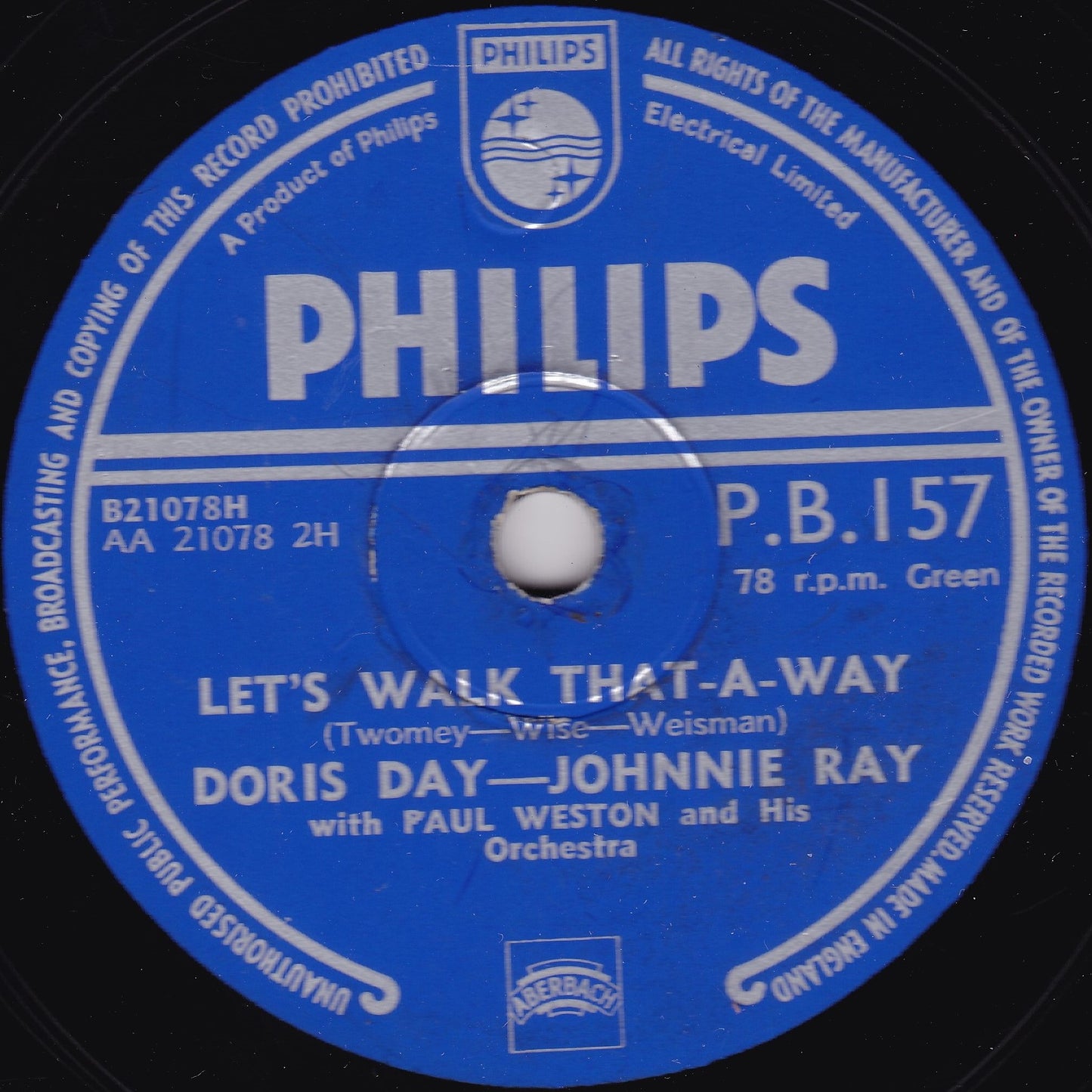 Doris Day - Johnnie Ray – Let's Walk That-A-Way (Philips 1953) 10" shellac G+/-