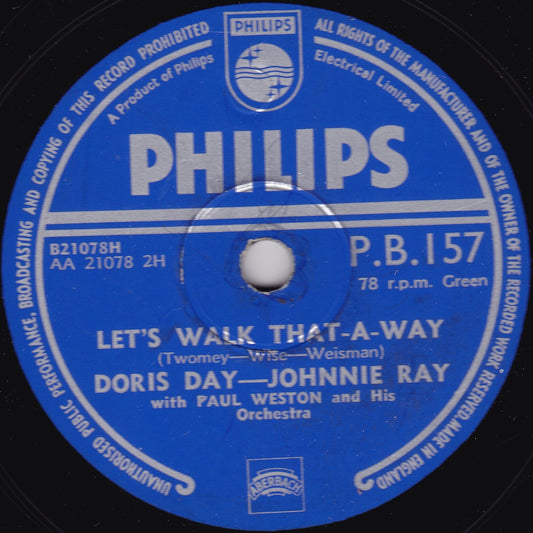 Doris Day - Johnnie Ray – Let's Walk That-A-Way (Philips 1953) 10" shellac G+/-