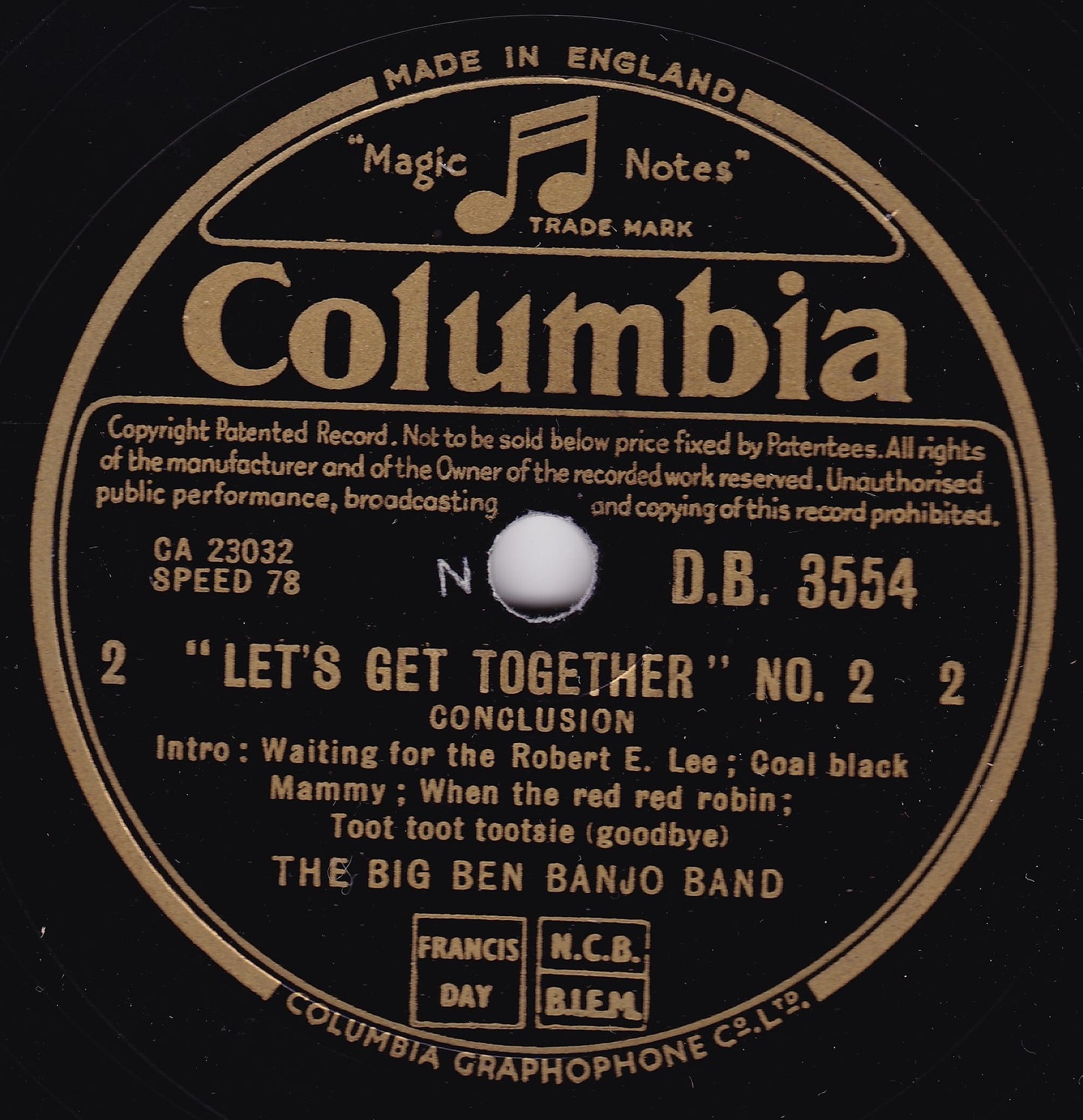 The Big Ben Banjo Band – Let's Get Together No.2 (1954) 10" shellac VG/-