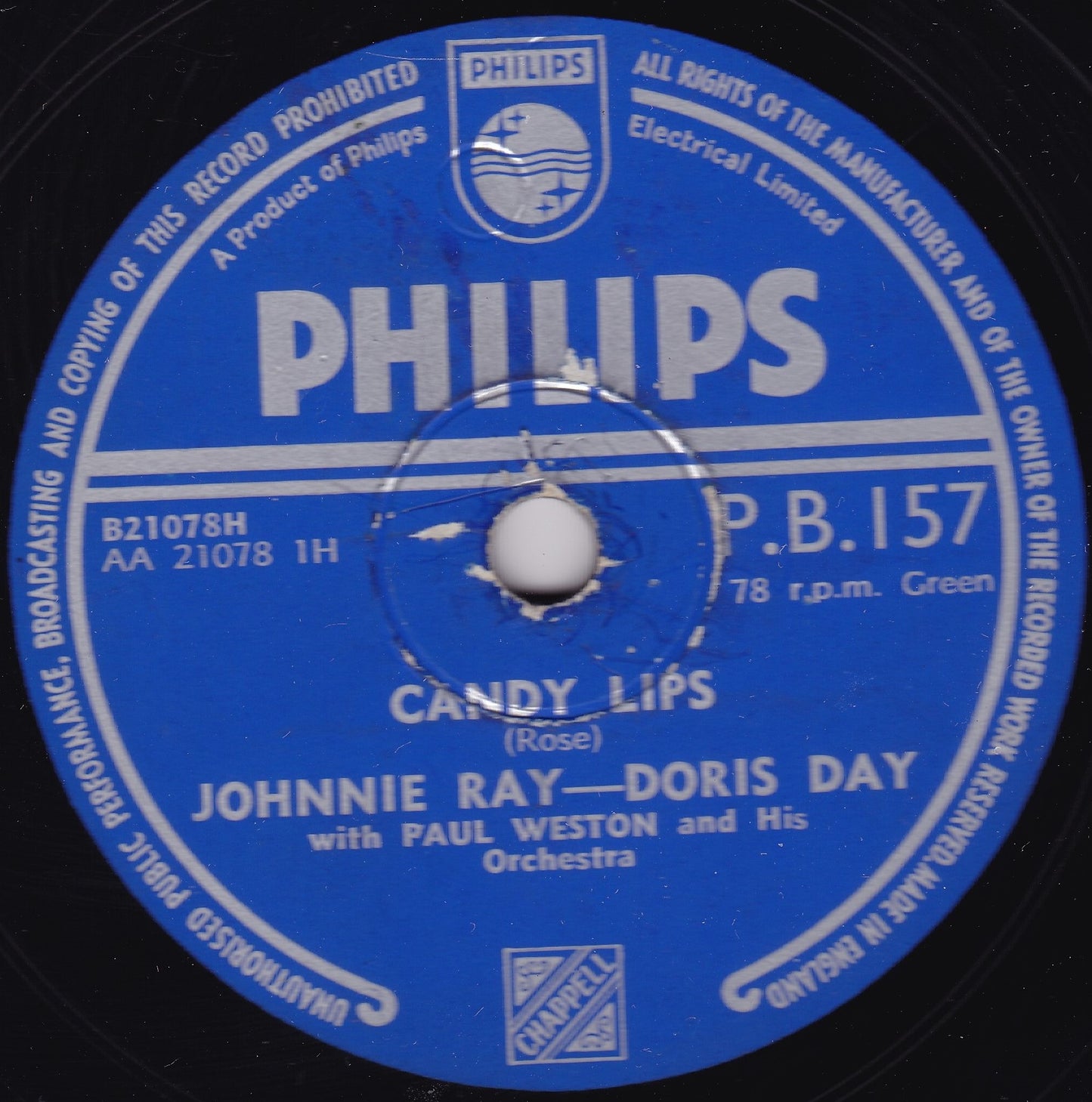 Doris Day - Johnnie Ray – Let's Walk That-A-Way (Philips 1953) 10" shellac G+/-