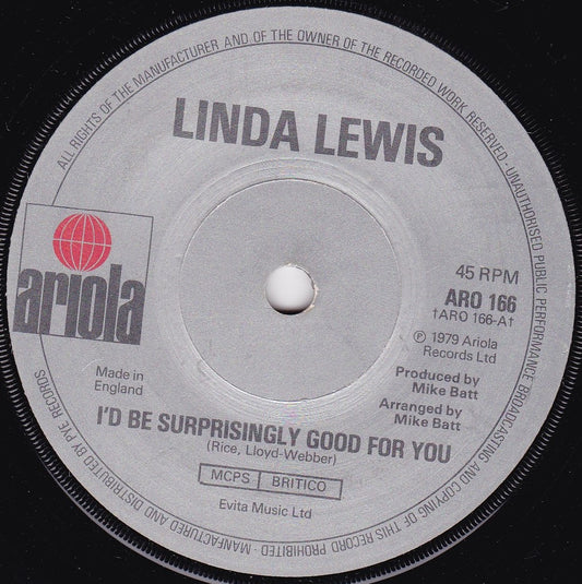 Linda Lewis – I'd Be Surprisingly Good For You (Ariola 1979) 7" vinyl single G+/-