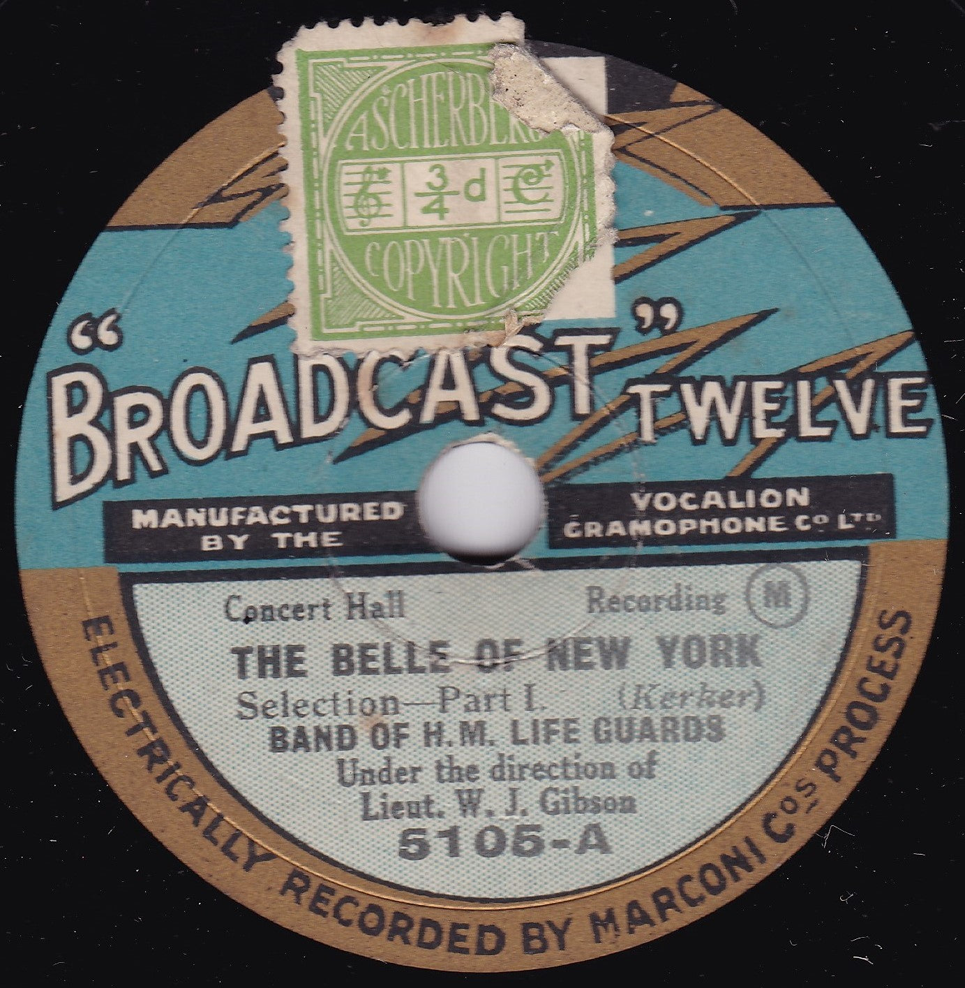 Band Of H.M. Lifeguards – The Belle Of New York (1929) 10" shellac VG/-