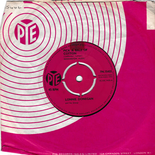 Lonnie Donegan ‎– Pick A Bale Of Cotton (Pye 1962) 7" vinyl single VG/-