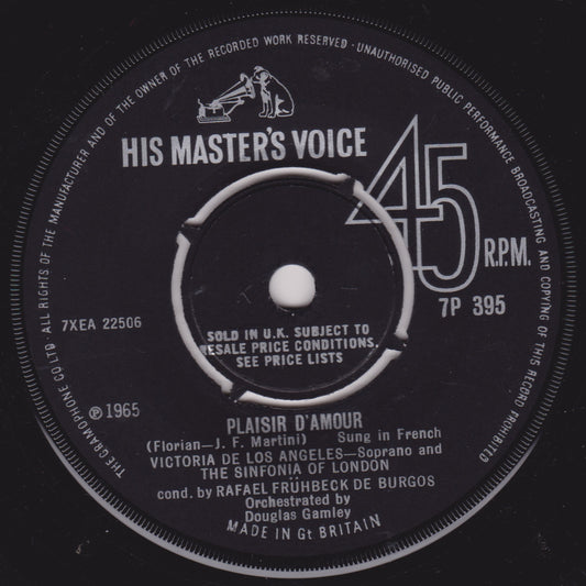 Victoria De Los Angeles - Plaisir D'Amour (HMV) 7" vinyl single VG/-