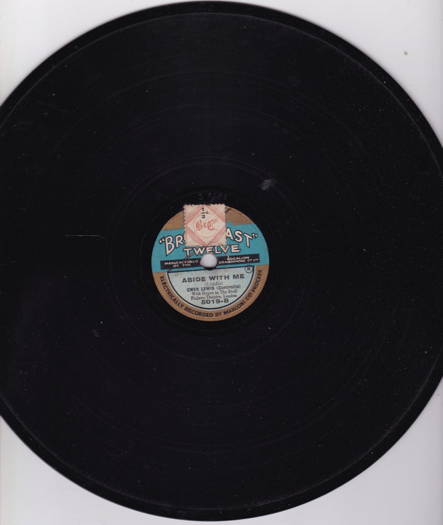 Gwen Lewis – The Lost Chord / Abide With Me (1928) 10" shellac single VG/G+