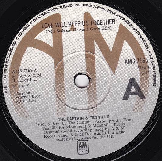 The Captain & Tennille – Love Will Keep Us Together (A&M 1975) 7" vinyl single G+/-