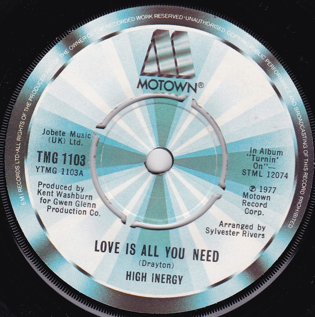 High Inergy – Love Is All You Need (Motown 1977) 7" vinyl single G+/-