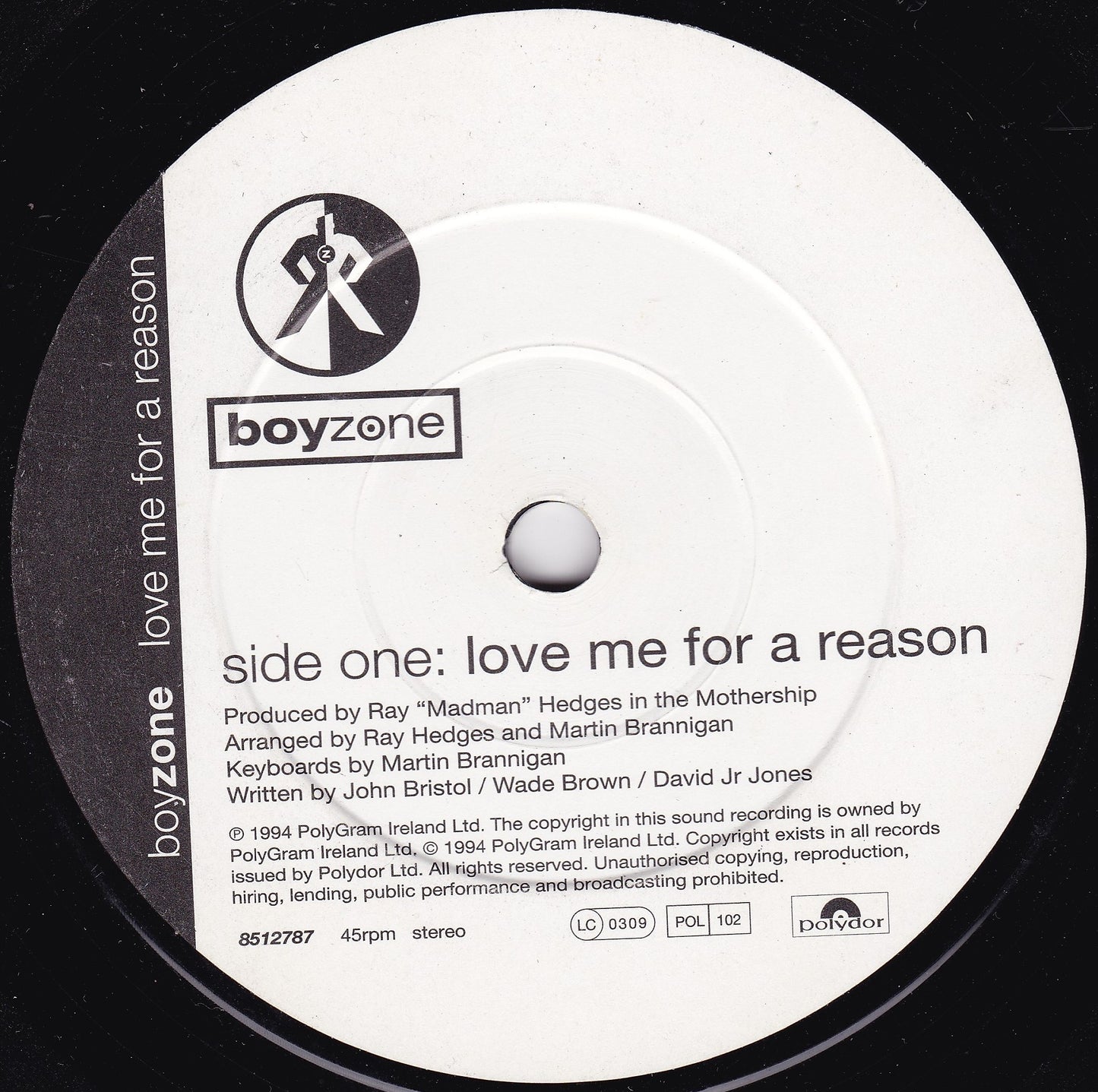 Boyzone – Love Me For A Reason (Polydor 1994) 7" vinyl P/S single G+/VG