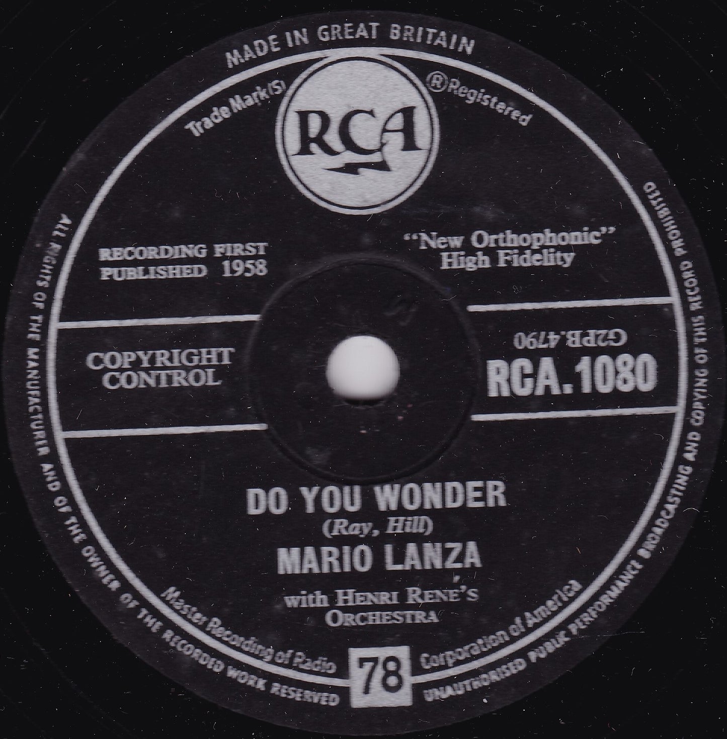 Mario Lanza ‎– Love In A Home / Do You Wonder (RCA 1958) 10" shellac VG/-