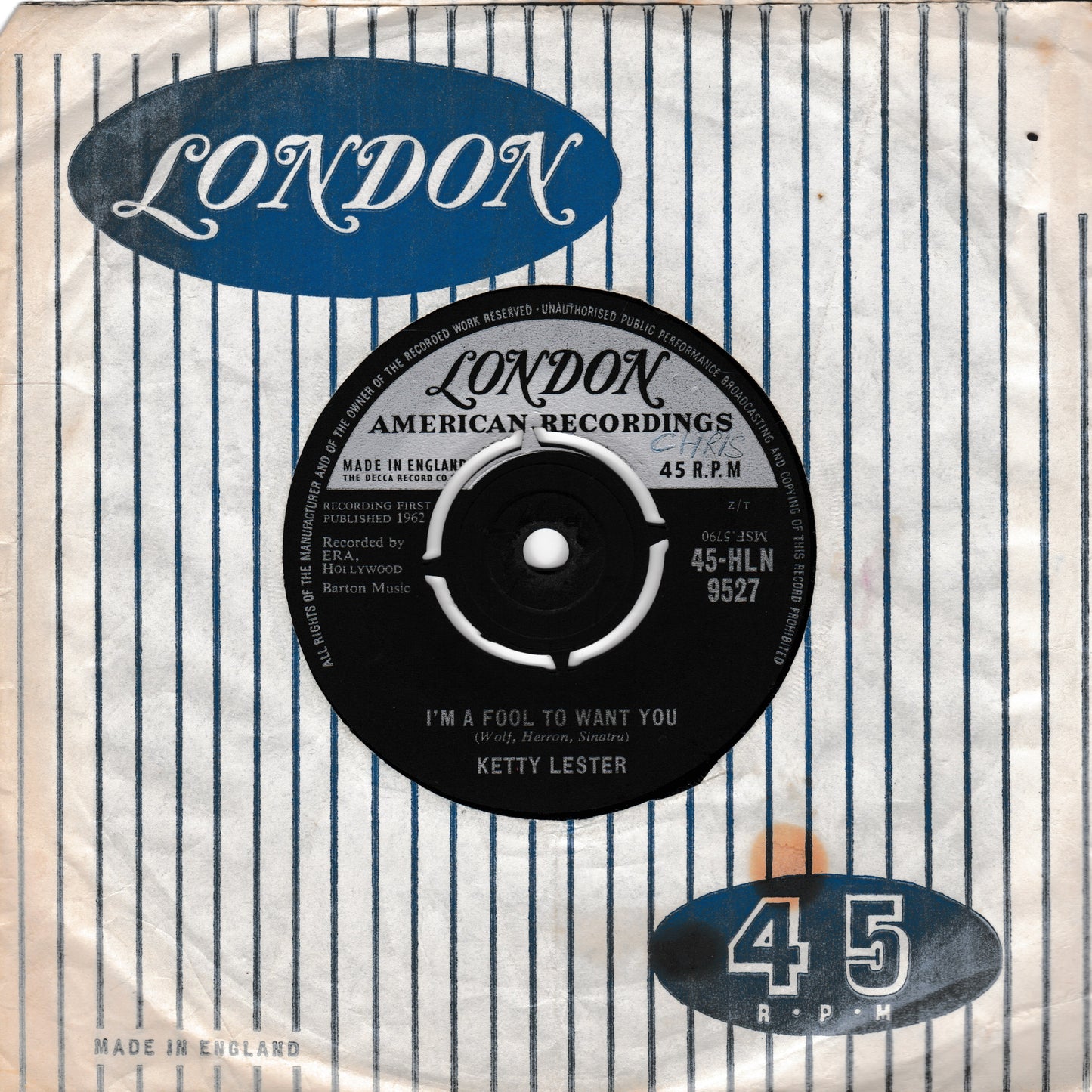 Ketty Lester ‎– Love Letters (London 1962) 7" vinyl single VG/- RE
