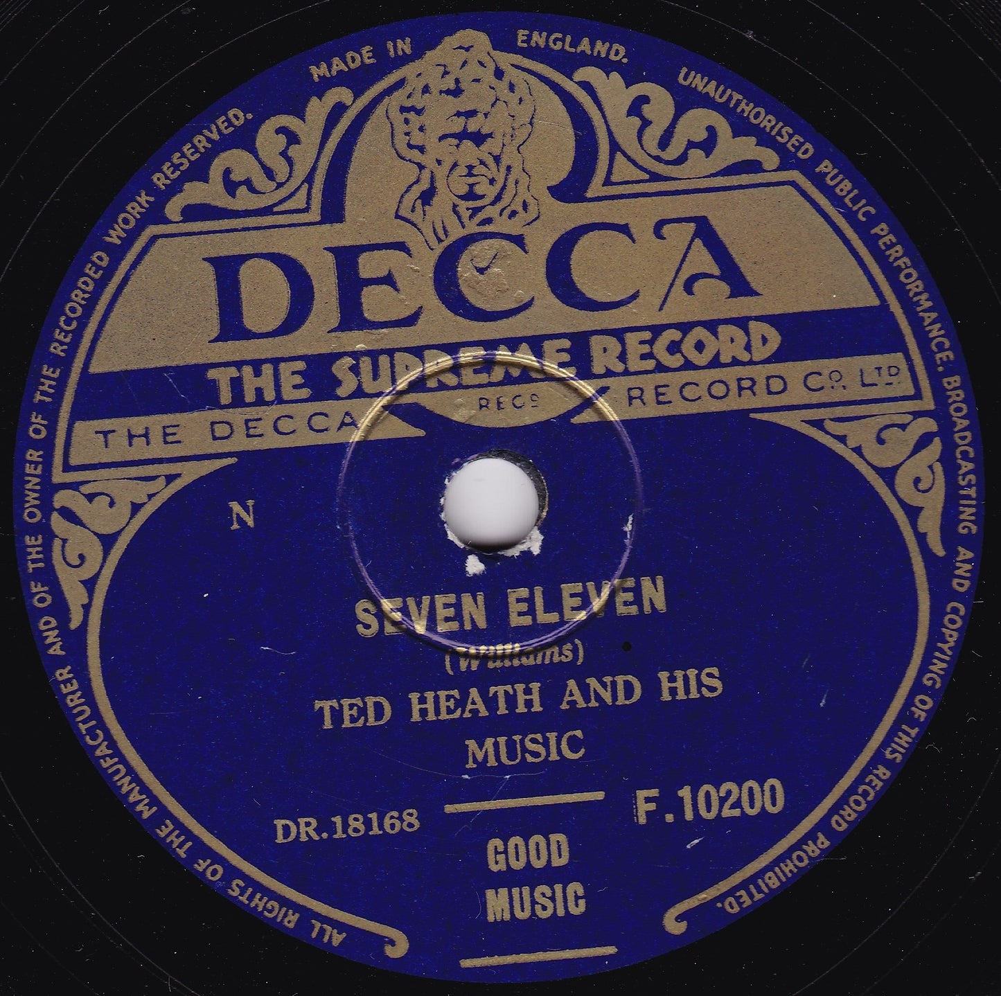 Ted Heath And His Music – Seven Eleven / Lullaby Of Birdland 10" shellac VG/-