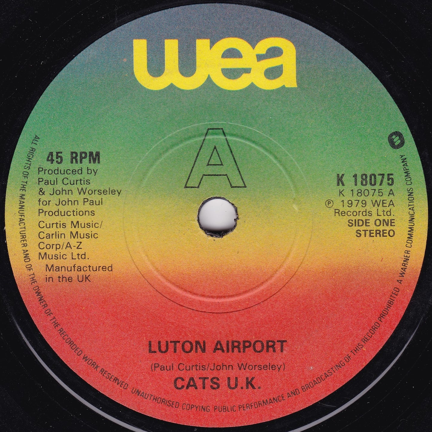 Cats U.K.- Luton Airport (WEA 1979) 7" vinyl single G+/-