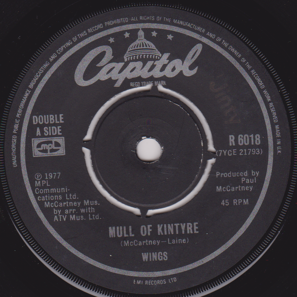 Wings ‎– Mull Of Kintyre / Girls' School (Capitol 1977) 7" vinyl single VG/-
