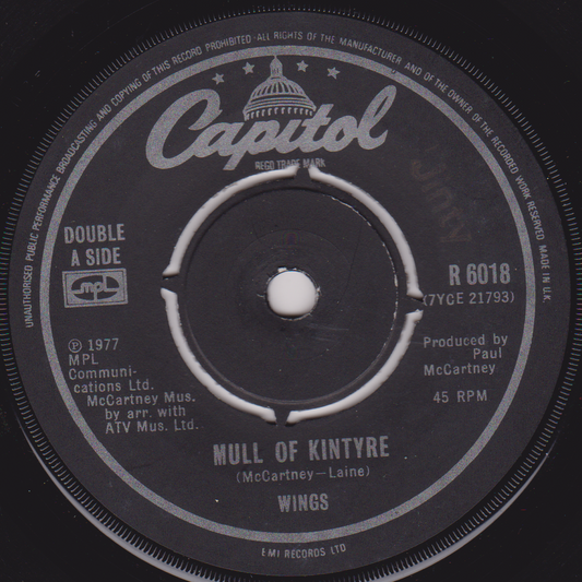 Wings ‎– Mull Of Kintyre / Girls' School (Capitol 1977) 7" vinyl single VG/-