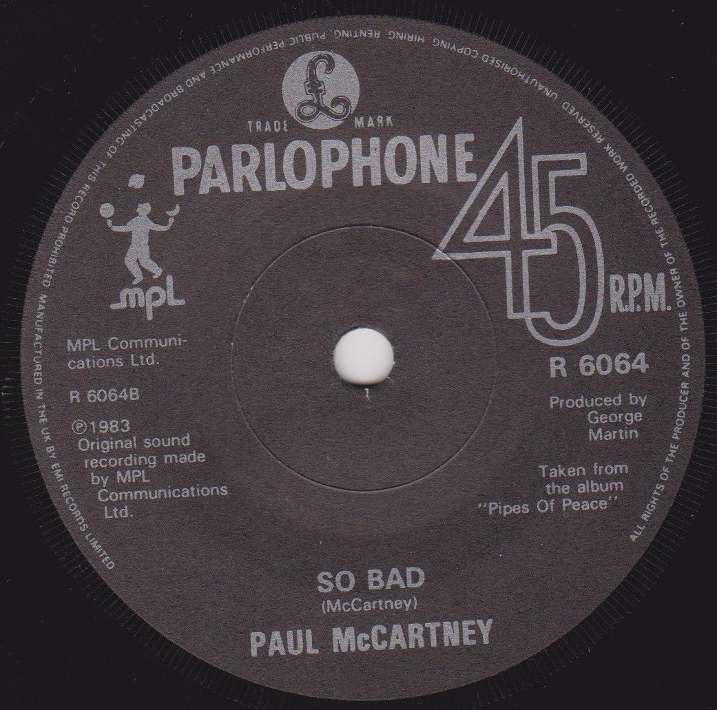 Paul McCartney – Pipes Of Peace (Parlophone 1983) 7" vinyl single VG/-