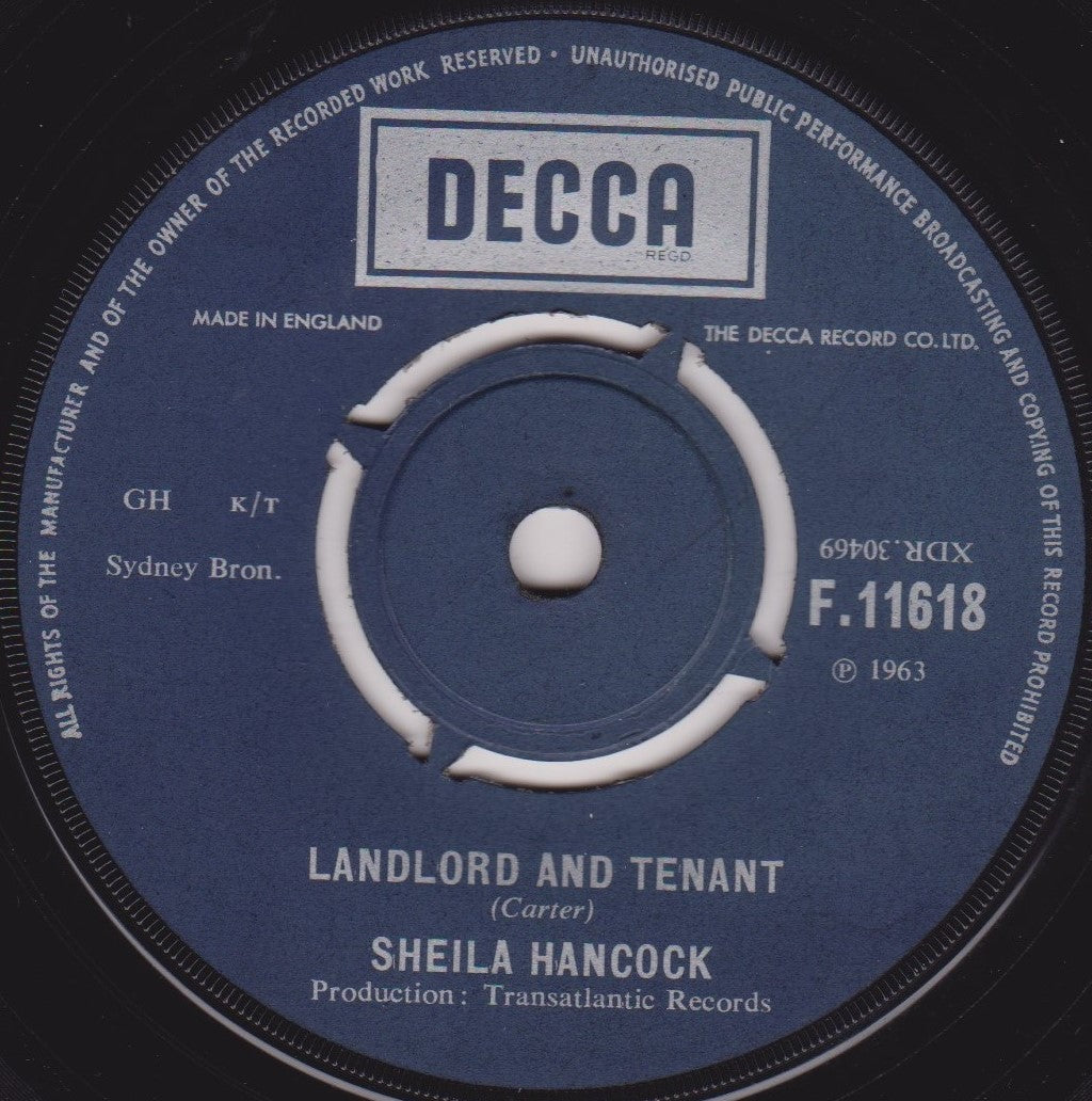 Sheila Hancock - My Last Cigarette (Decca) 7" vinyl single G+/-