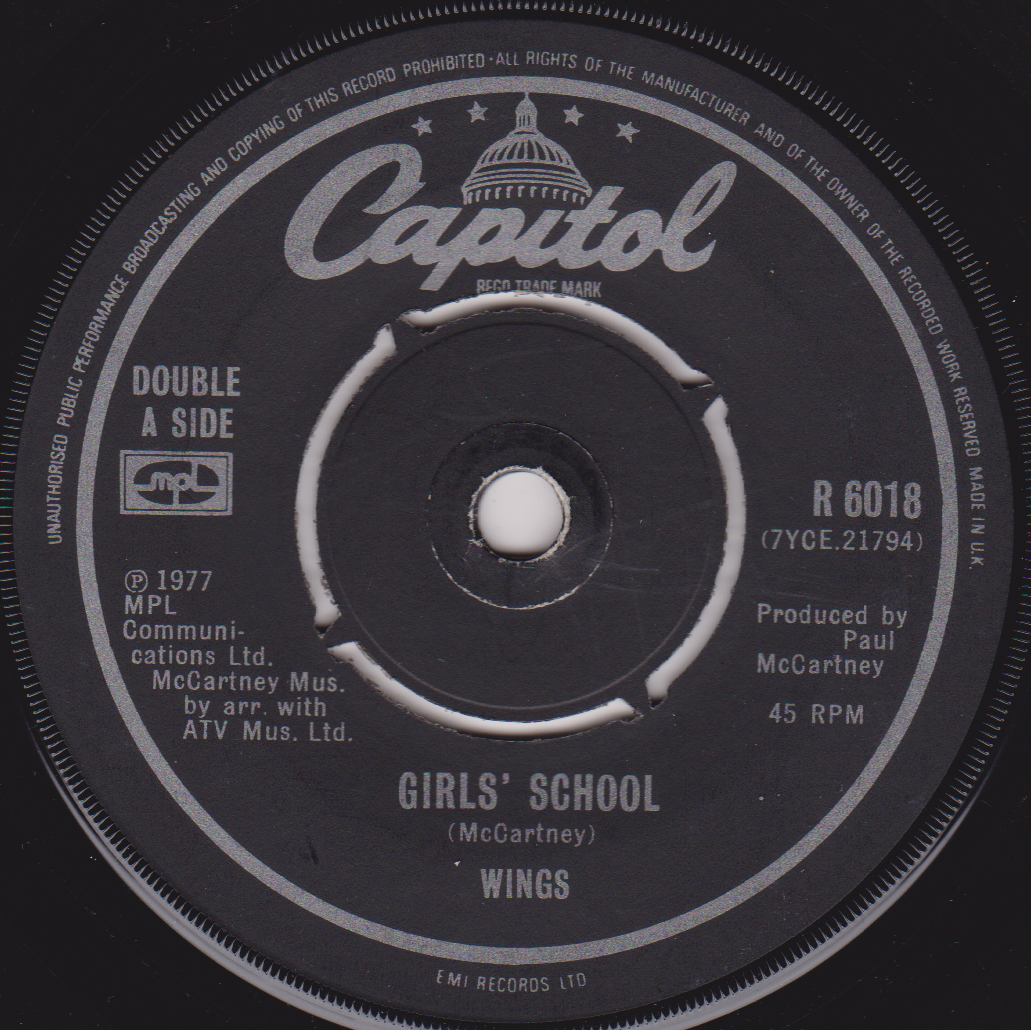 Wings ‎– Mull Of Kintyre / Girls' School (Capitol 1977) 7" vinyl single VG/-