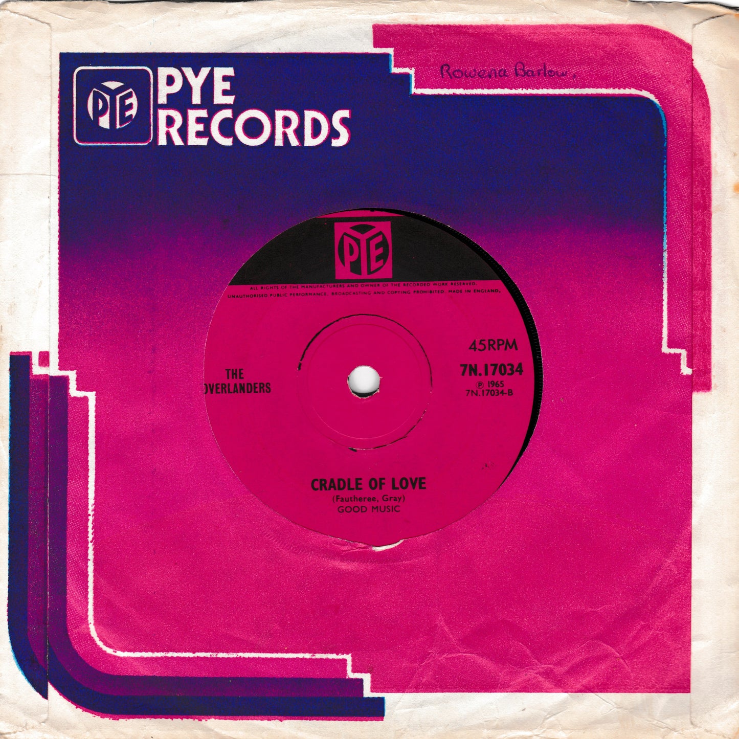 The Overlanders ‎– Michelle (Pye 1965) 7" vinyl single VG/-