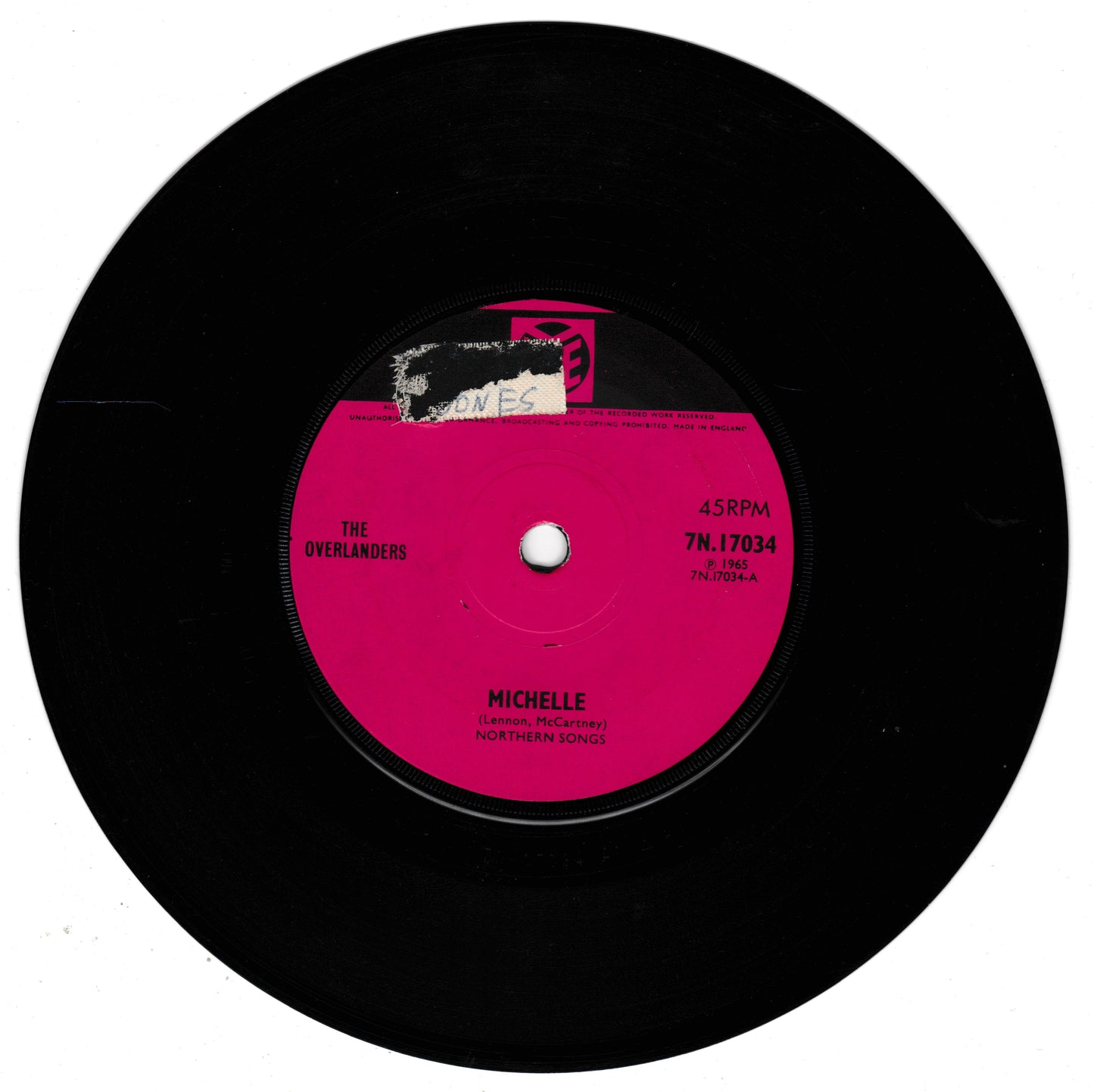 The Overlanders ‎– Michelle (Pye 1965) 7" vinyl single VG/-