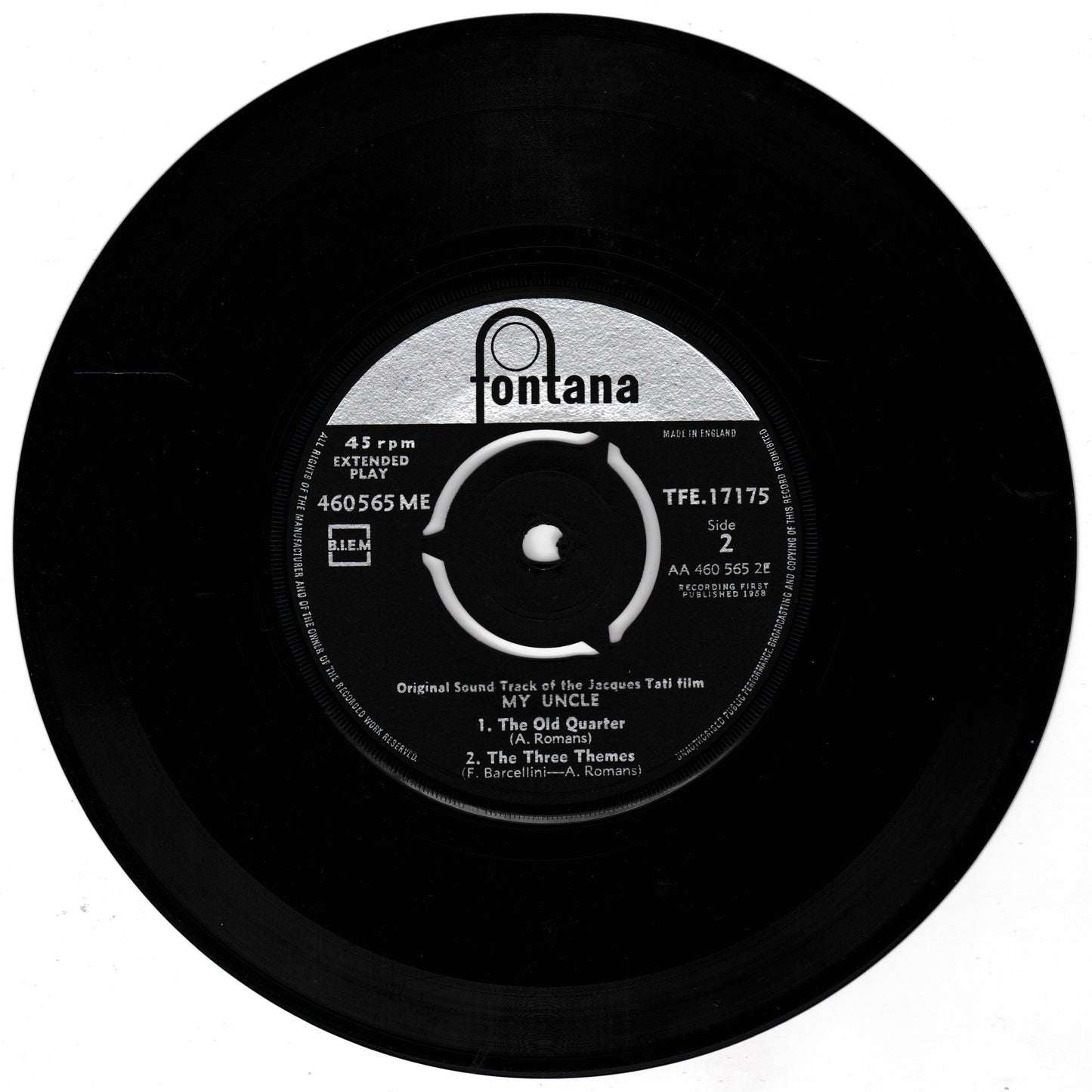 Jaques Tati - My Uncle (Fontana 1958) 7" vinyl EP VG/VG