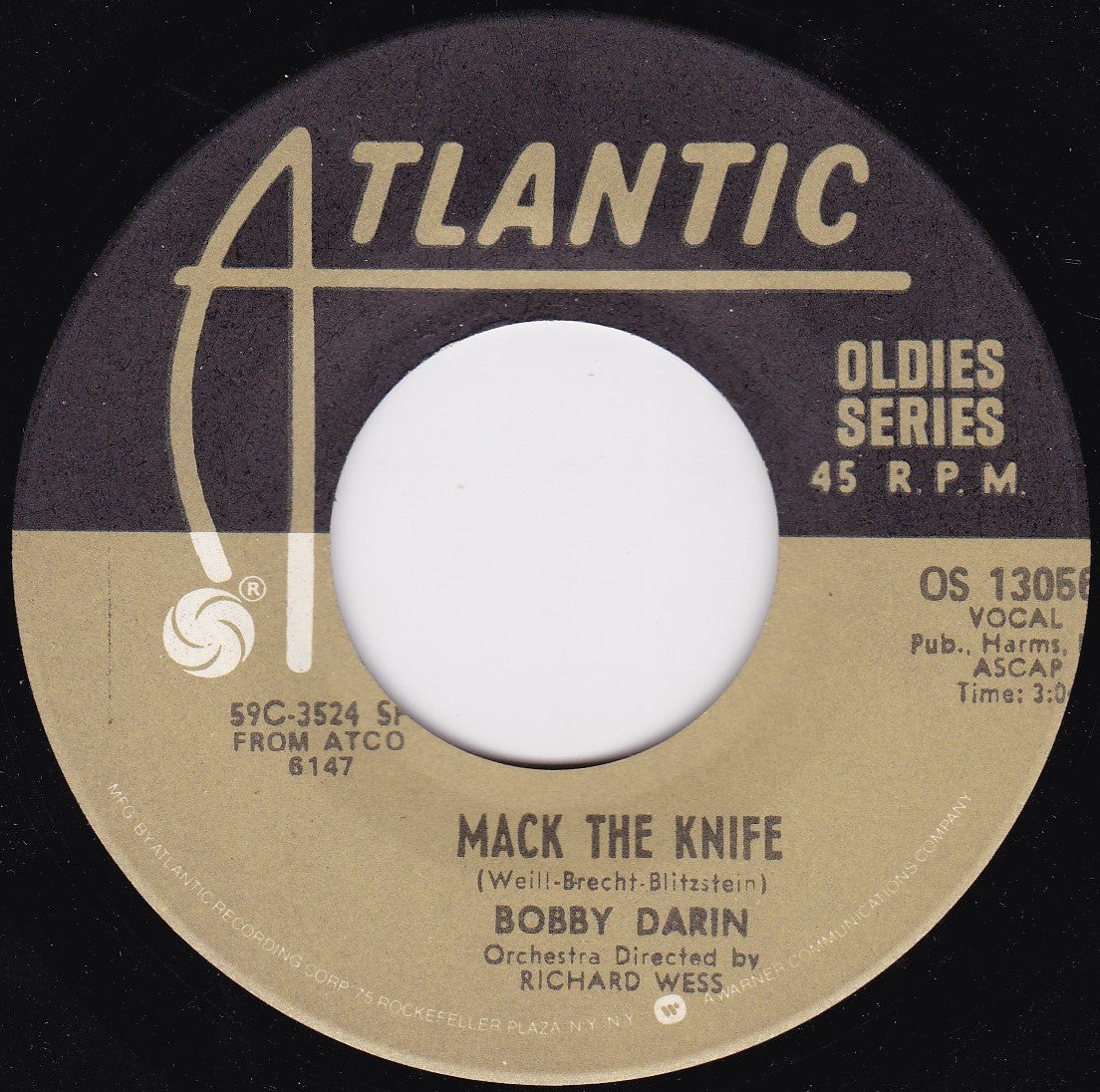 Bobby Darin ‎– Mack The Knife (Atlantic) 7" vinyl single G+/- US jukebox