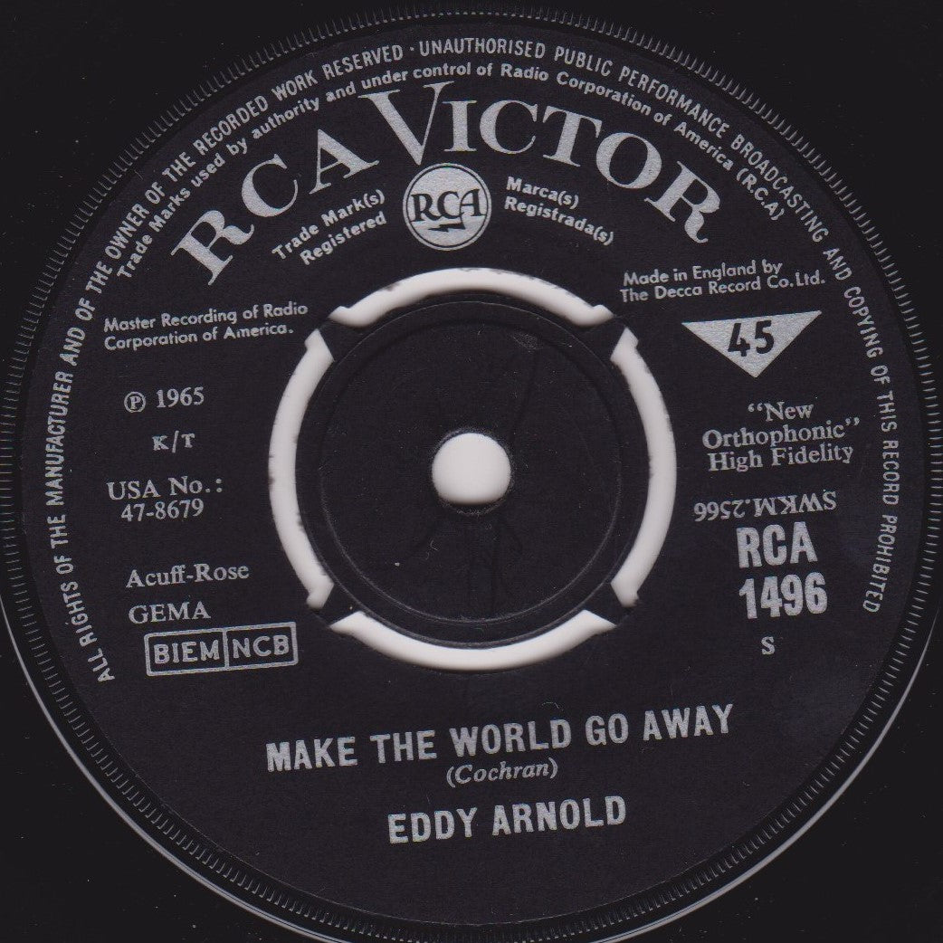Eddy Arnold – Make The World Go Away (RCA 1965) 7" vinyl single VG/-