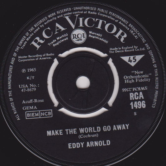 Eddy Arnold – Make The World Go Away (RCA 1965) 7" vinyl single VG/-