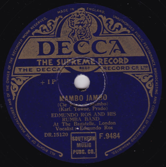 Edmundo Ros And His Rumba Band - Mambo Jambo (Decca) 10" shellac VG/-